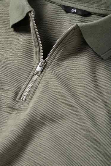 Pánské - Polokošile - regular fit - žebrovaná - zelená