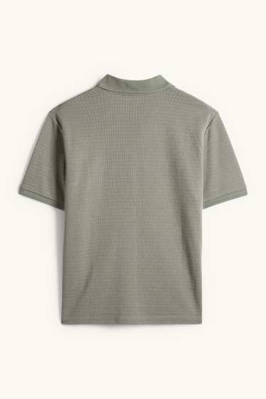 Pánské - Polokošile - regular fit - žebrovaná - zelená