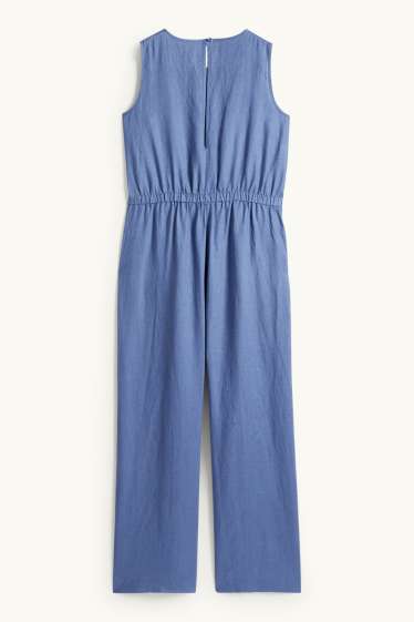 Children Girls - Linen jumpsuit - blue