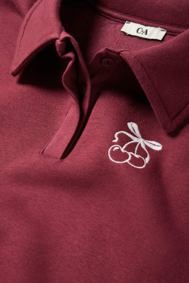 Femei - Bluză de molton - bordo