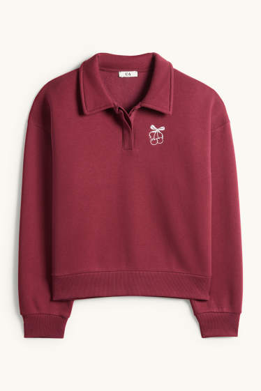 Femei - Bluză de molton - bordo