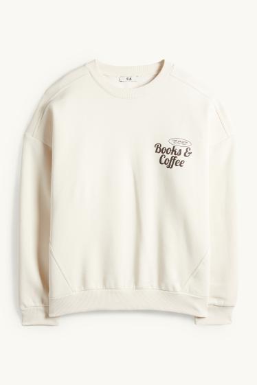 Women - Oversized sweatshirt - light beige