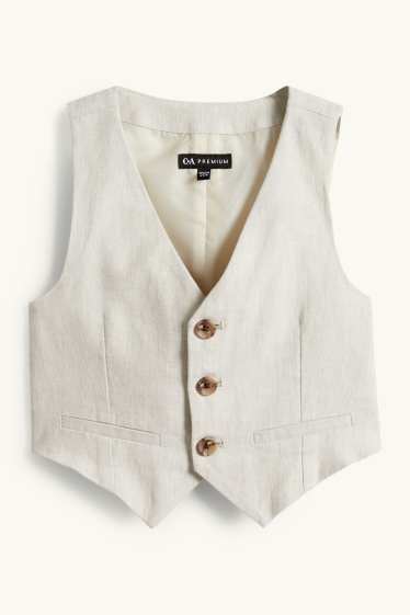 Enfants garçons - Ensemble - chemise, gilet sans manches et nœud papillon - 3 pièces - style festif - beige clair