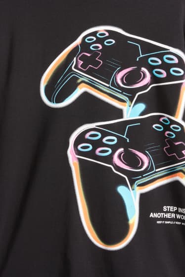 Kinderen: jongens - Set van 3 - gaming - T-shirt - zwart / wit