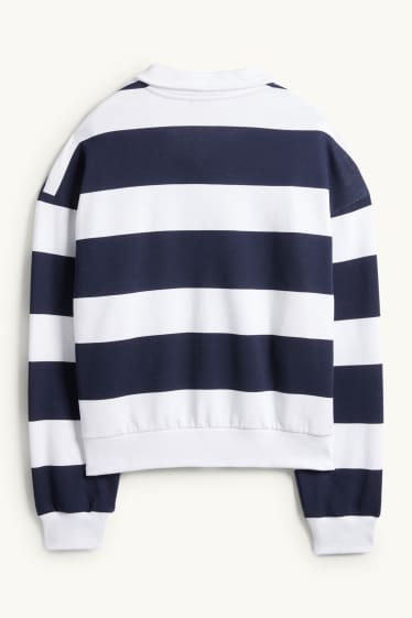 Femei - Bluză de molton - cu dungi - albastru închis / alb