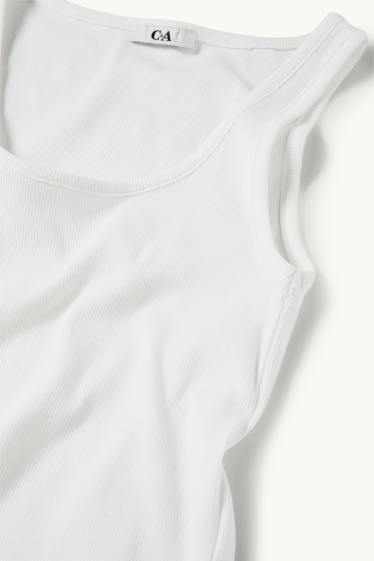 Femmes - Haut - finition côtelée - blanc