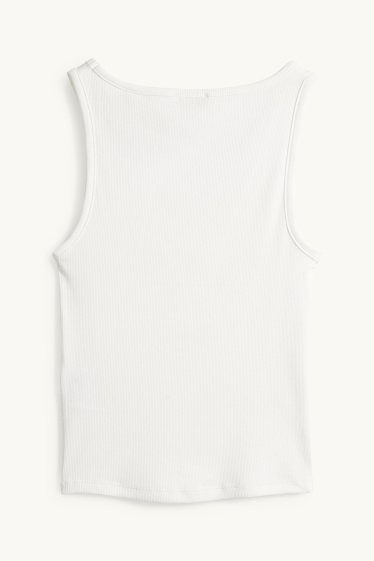 Femmes - Haut - finition côtelée - blanc