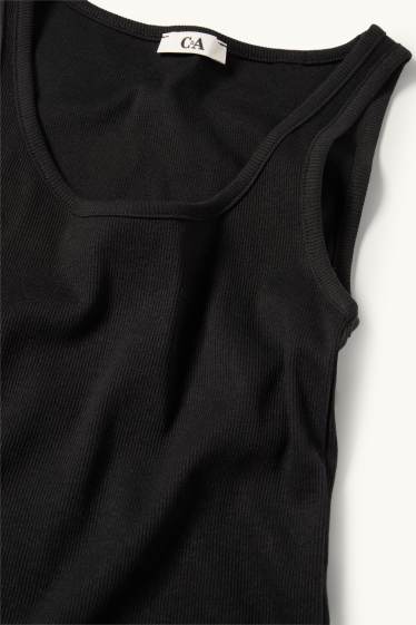 Dames - Top - geribd - zwart