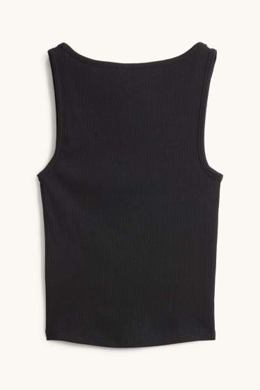 Dames - Top - geribd - zwart