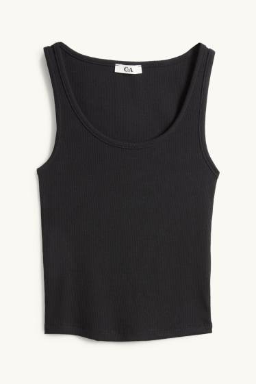 Dames - Top - geribd - zwart