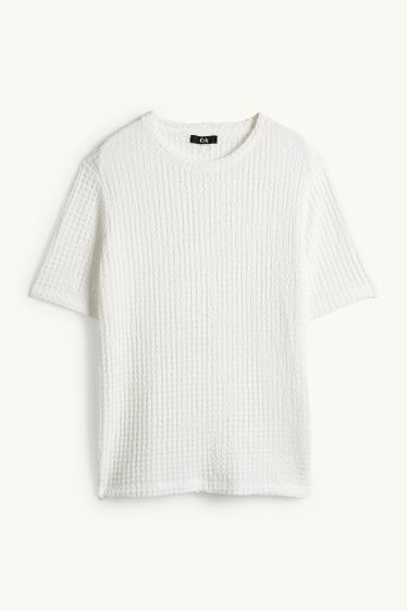 Femei - Tricou - regular fit - structurat - alb