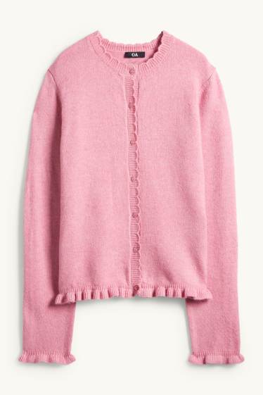 Dámské - Pletený kardigan - růžová