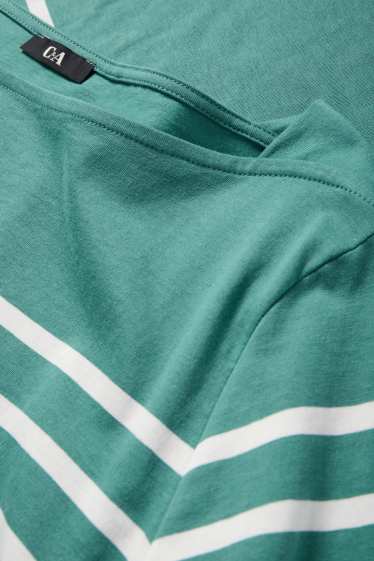 Women - Long sleeve top - regular fit - striped - turquoise