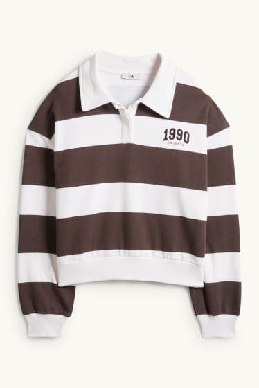 Dames - Sweatshirt - gestreept - bruin / beige