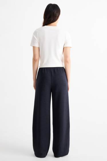 Femmes - Pantalon en jersey - mid waist - regular fit - finition texturée - bleu foncé