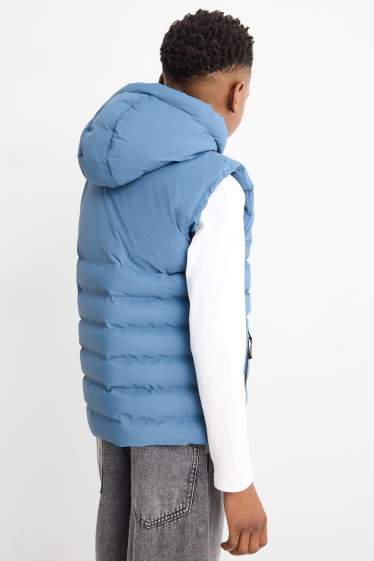 Copii - Băieți - Vestă matlasată cu glugă - rezistentă la apă - albastru