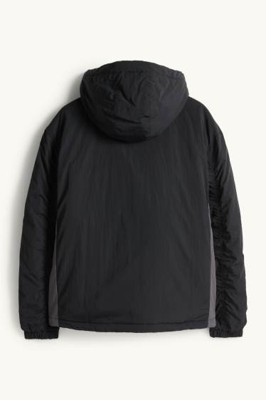 Heren - Jas met capuchon - gevoerd - waterafstotend - zwart
