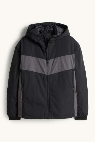 Heren - Jas met capuchon - gevoerd - waterafstotend - zwart