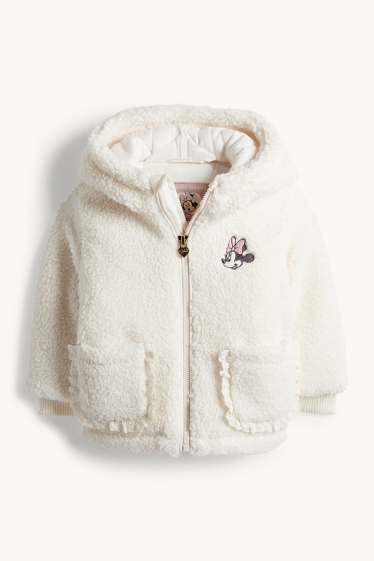 Bebés niñas - Minnie Mouse - chaqueta para bebé de borreguillo con capucha - forrada - blanco roto