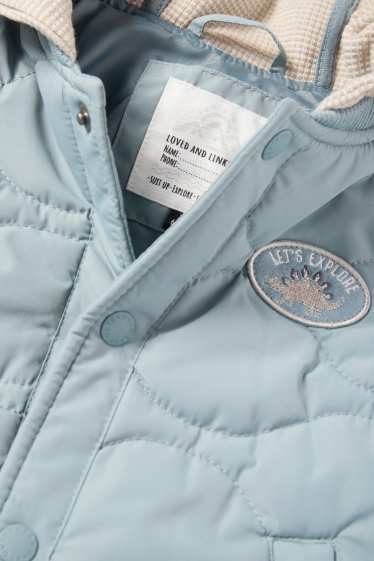 Baby Buben - Dino - Baby-Steppjacke mit Kapuze - hellblau