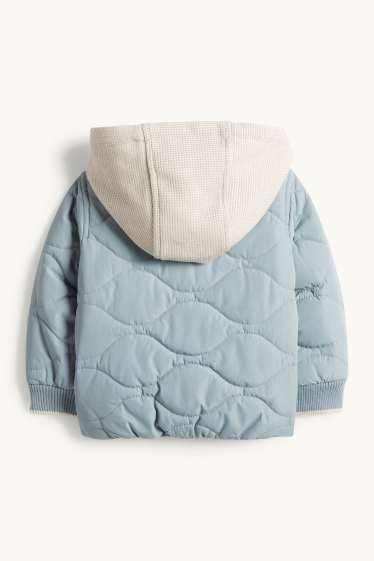 Baby Buben - Dino - Baby-Steppjacke mit Kapuze - hellblau