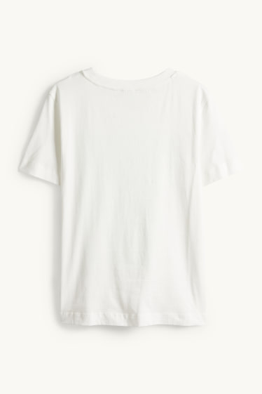 Damen - T-Shirt - Regular Fit - Glanz-Effekt - weiß