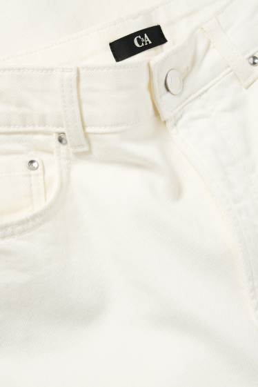 Femmes - Pantalon en toile - high waist - wide leg - blanc