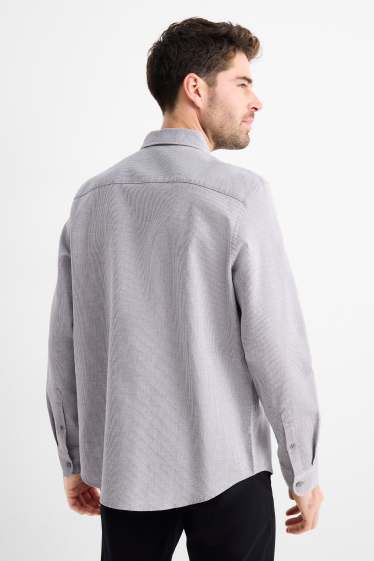 Hommes - Chemise - regular fit - col kent - finition texturée - gris
