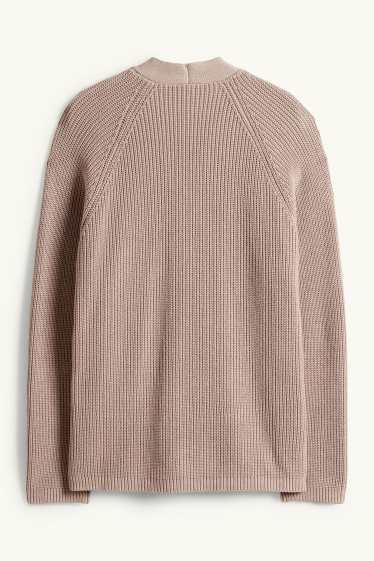 Dames - Gebreid vest - ribstof - taupe