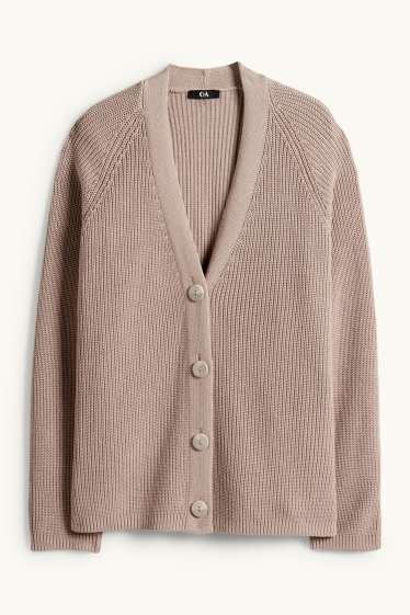 Dames - Gebreid vest - ribstof - taupe