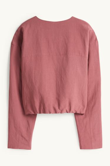 Damen - Blouson mit Leinen-Anteil - dunkelrosa