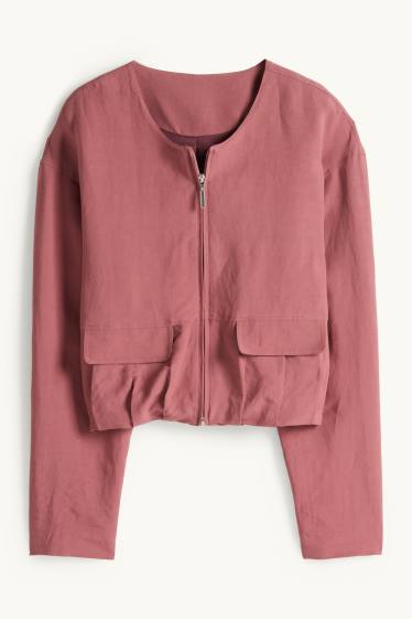 Damen - Blouson mit Leinen-Anteil - dunkelrosa