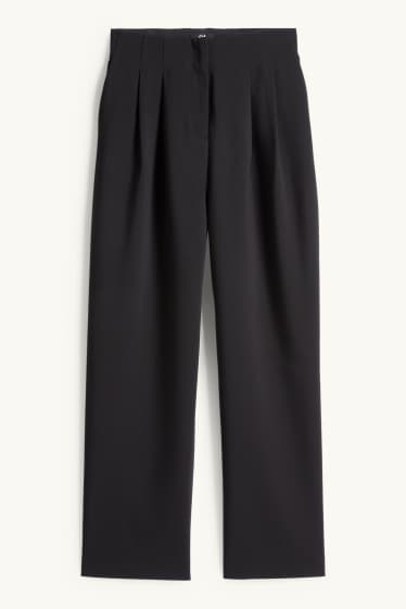 Dames - Business-broek - mid waist - wide leg - zwart