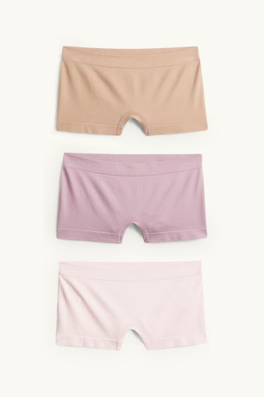 Enfants filles - Lot de 3 - caleçons - rose / beige