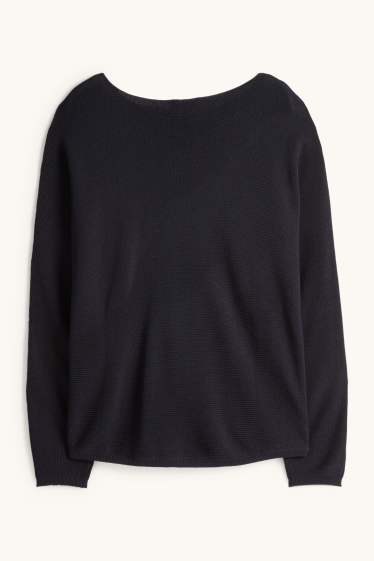 Femmes - Pull - finition côtelée - noir