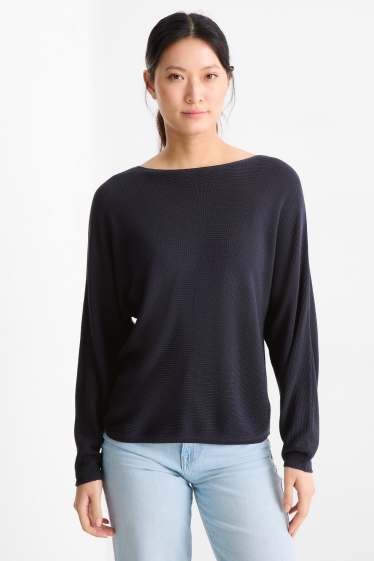 Femmes - Pull - finition côtelée - noir