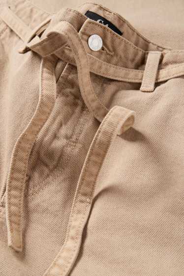 Dames - Pantalon - high waist - barrel leg - lichtbruin