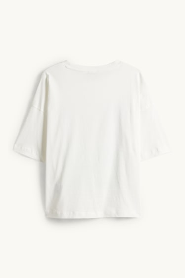 Damen - T-Shirt - Regular Fit - Glanz-Effekt - weiss