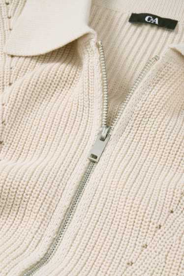 Femmes - Gilet en maille - finition côtelée - blanc crème