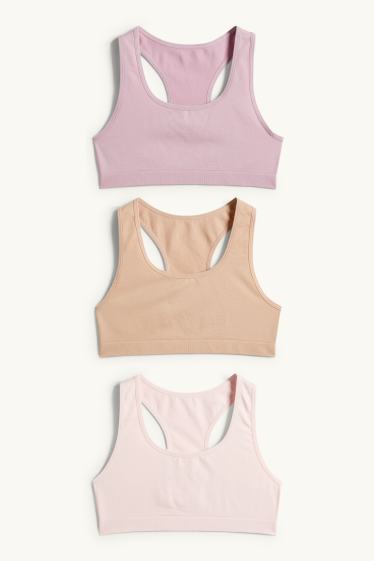 Kinder Mädchen - Multipack 3er - Bustier - hellviolett