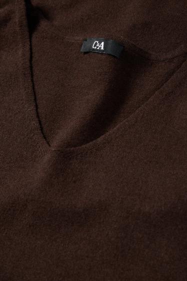 Dona - Jersei amb coll en punta - marró fosc
