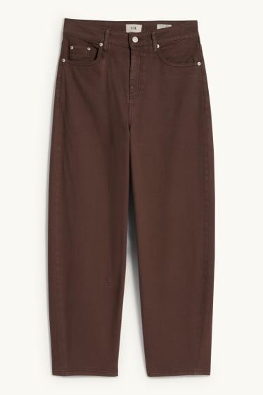 Femmes - Barrel jean - high waist - marron foncé