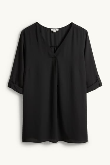 Femmes - Chemisier à col V - noir