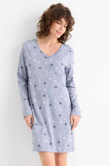 Dames - Nachthemd - met patroon - blauw