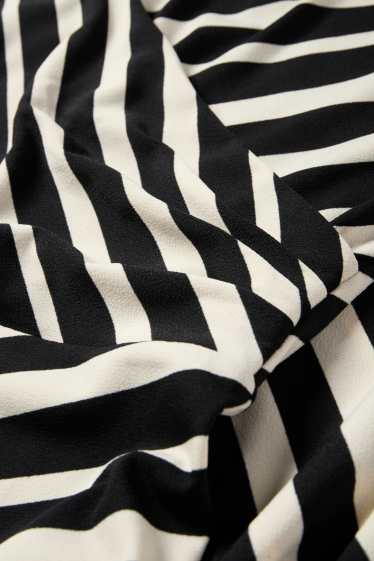 Femmes - Robe à col V - straight fit - à rayures - noir / blanc