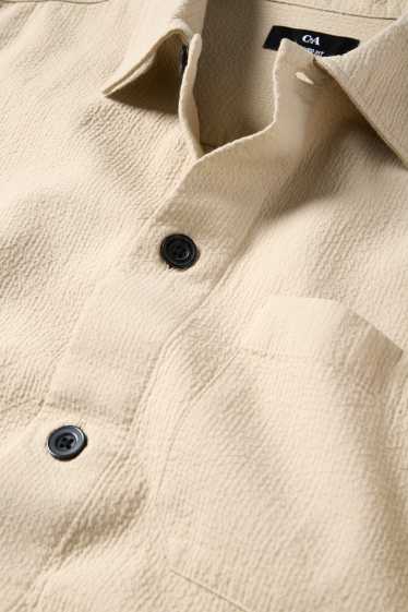 Men - Shirt jacket - relaxed fit - textured - beige