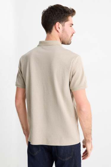 Pánské - Polokošile - regular fit - žebrovaná - béžová