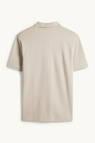 Pánské - Polokošile - regular fit - žebrovaná - béžová