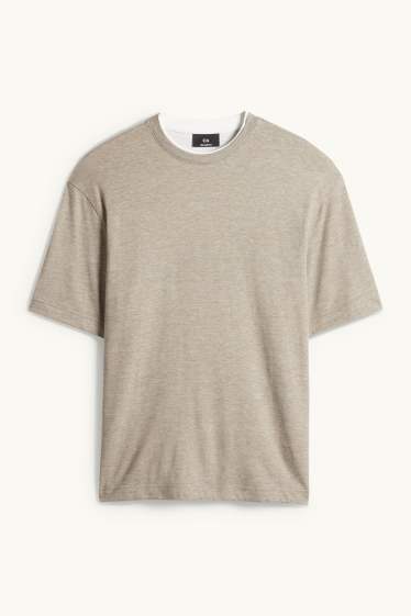 Hommes - T-shirt - relaxed fit - taupe