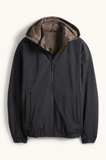 Mężczyźni - Kurtka z kapturem - wyściełana - hydrofobowa - czarny